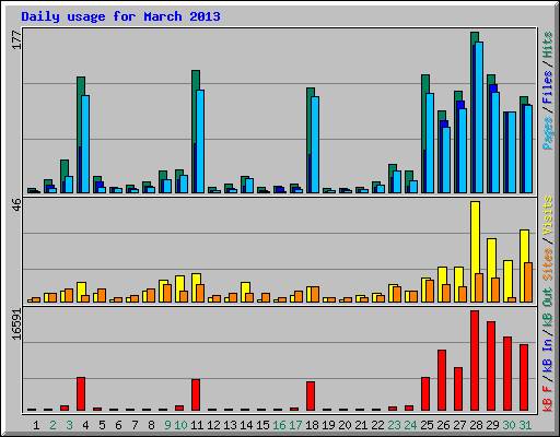 Daily usage for March 2013