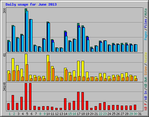 Daily usage for June 2013