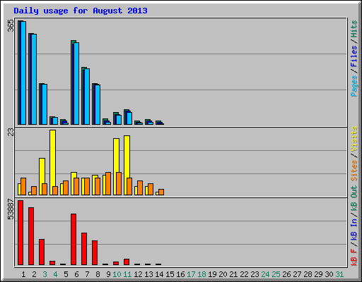 Daily usage for August 2013