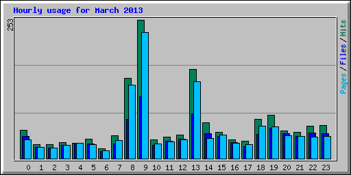 Hourly usage for March 2013